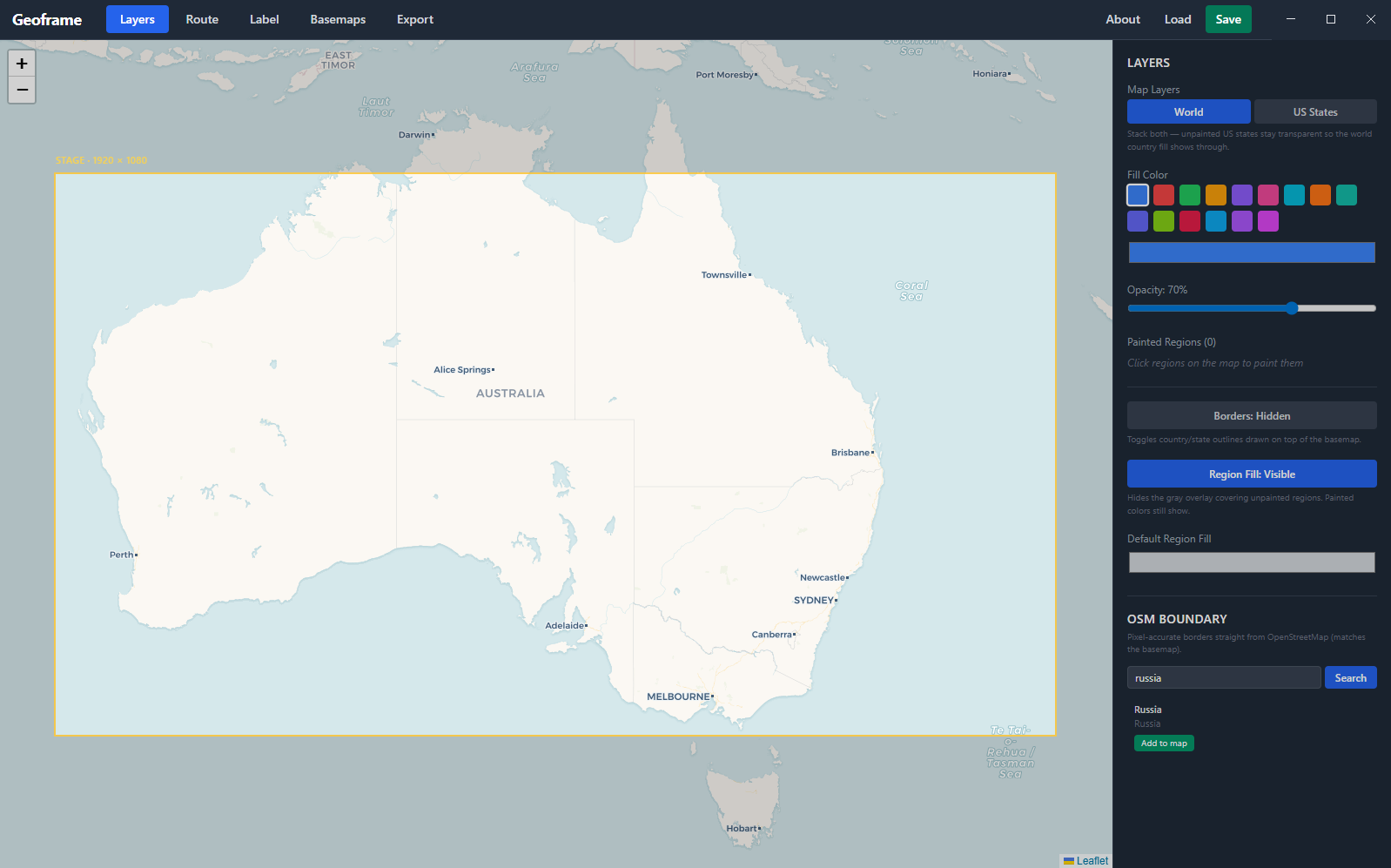 Geoframe map canvas