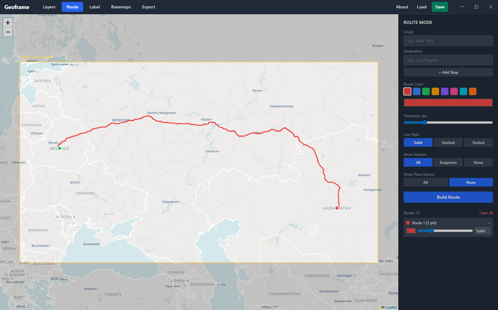 Routes and markers